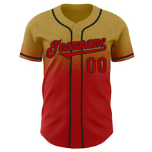 Laden Sie das Bild in den Galerie-Viewer, Custom Old Gold Red-Black Authentic Fade Fashion Baseball Jersey