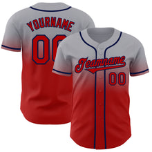 Charger l'image dans la galerie, Custom Gray Red-Navy Authentic Fade Fashion Baseball Jersey