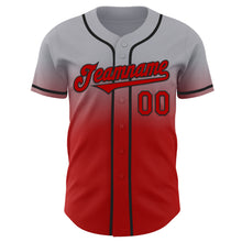 Laden Sie das Bild in den Galerie-Viewer, Custom Gray Red-Black Authentic Fade Fashion Baseball Jersey