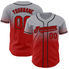 Laden Sie das Bild in den Galerie-Viewer, Custom Gray Red-Black Authentic Fade Fashion Baseball Jersey