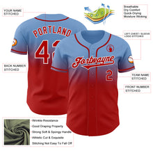 Загрузить изображение в средство просмотра галереи, Custom Light Blue Red-White Authentic Fade Fashion Baseball Jersey