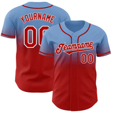 Загрузить изображение в средство просмотра галереи, Custom Light Blue Red-White Authentic Fade Fashion Baseball Jersey