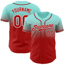 Laden Sie das Bild in den Galerie-Viewer, Custom Ice Blue Red-White Authentic Fade Fashion Baseball Jersey