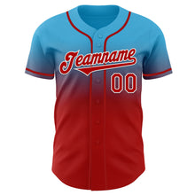 Laden Sie das Bild in den Galerie-Viewer, Custom Sky Blue Red-White Authentic Fade Fashion Baseball Jersey