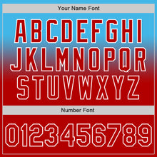 Laden Sie das Bild in den Galerie-Viewer, Custom Sky Blue Red-White Authentic Fade Fashion Baseball Jersey