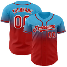 Laden Sie das Bild in den Galerie-Viewer, Custom Sky Blue Red-White Authentic Fade Fashion Baseball Jersey