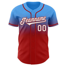 Загрузить изображение в средство просмотра галереи, Custom Electric Blue White-Red Authentic Fade Fashion Baseball Jersey