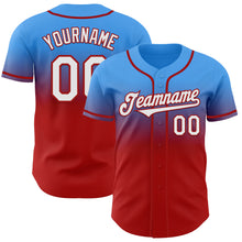 Загрузить изображение в средство просмотра галереи, Custom Electric Blue White-Red Authentic Fade Fashion Baseball Jersey