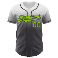 Charger l'image dans la galerie, Custom White Neon Green-Steel Gray Authentic Fade Fashion Baseball Jersey