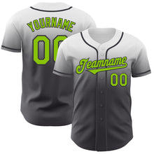 Charger l'image dans la galerie, Custom White Neon Green-Steel Gray Authentic Fade Fashion Baseball Jersey