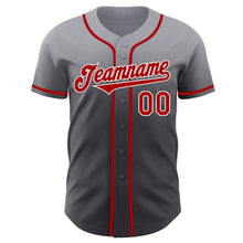 Laden Sie das Bild in den Galerie-Viewer, Custom Gray Red Steel Gray-White Authentic Fade Fashion Baseball Jersey