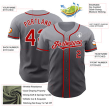 Laden Sie das Bild in den Galerie-Viewer, Custom Gray Red Steel Gray-White Authentic Fade Fashion Baseball Jersey