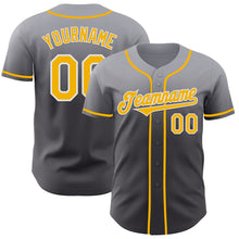 Загрузить изображение в средство просмотра галереи, Custom Gray Gold Steel Gray-White Authentic Fade Fashion Baseball Jersey
