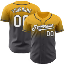 Загрузить изображение в средство просмотра галереи, Custom Gold White-Steel Gray Authentic Fade Fashion Baseball Jersey