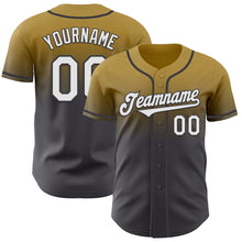 Загрузить изображение в средство просмотра галереи, Custom Old Gold White-Steel Gray Authentic Fade Fashion Baseball Jersey