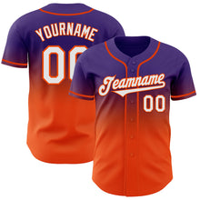 Загрузить изображение в средство просмотра галереи, Custom Purple White-Orange Authentic Fade Fashion Baseball Jersey