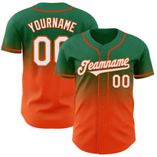 Charger l'image dans la galerie, Custom Kelly Green White-Orange Authentic Fade Fashion Baseball Jersey