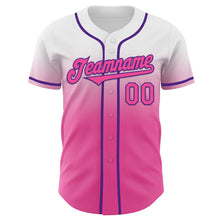 Charger l'image dans la galerie, Custom White Pink-Purple Authentic Fade Fashion Baseball Jersey