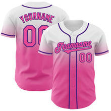 Charger l'image dans la galerie, Custom White Pink-Purple Authentic Fade Fashion Baseball Jersey