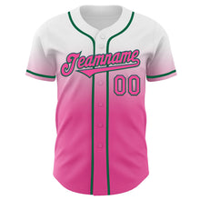 Charger l'image dans la galerie, Custom White Pink-Kelly Green Authentic Fade Fashion Baseball Jersey