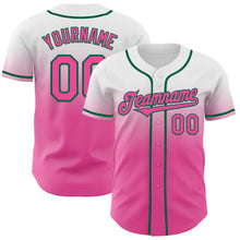 Charger l'image dans la galerie, Custom White Pink-Kelly Green Authentic Fade Fashion Baseball Jersey