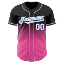 Charger l'image dans la galerie, Custom Black White Pink-Light Blue Authentic Fade Fashion Baseball Jersey