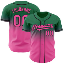 Charger l'image dans la galerie, Custom Kelly Green Pink-Black Authentic Fade Fashion Baseball Jersey