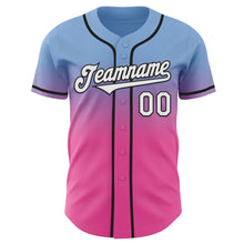 Charger l'image dans la galerie, Custom Light Blue White Pink-Black Authentic Fade Fashion Baseball Jersey