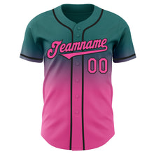 Laden Sie das Bild in den Galerie-Viewer, Custom Teal Pink-Black Authentic Fade Fashion Baseball Jersey