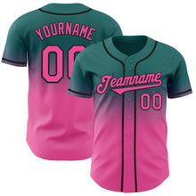 Laden Sie das Bild in den Galerie-Viewer, Custom Teal Pink-Black Authentic Fade Fashion Baseball Jersey