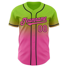 Charger l'image dans la galerie, Custom Neon Green Pink-Black Authentic Fade Fashion Baseball Jersey