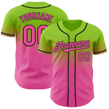 Charger l'image dans la galerie, Custom Neon Green Pink-Black Authentic Fade Fashion Baseball Jersey