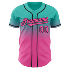 Laden Sie das Bild in den Galerie-Viewer, Custom Aqua Pink-Black Authentic Fade Fashion Baseball Jersey