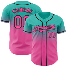 Laden Sie das Bild in den Galerie-Viewer, Custom Aqua Pink-Black Authentic Fade Fashion Baseball Jersey