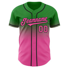Charger l'image dans la galerie, Custom Grass Green Pink-Black Authentic Fade Fashion Baseball Jersey