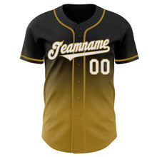 Laden Sie das Bild in den Galerie-Viewer, Custom Black White-Old Gold Authentic Fade Fashion Baseball Jersey