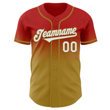 Charger l'image dans la galerie, Custom Red White-Old Gold Authentic Fade Fashion Baseball Jersey