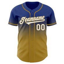 Загрузить изображение в средство просмотра галереи, Custom Royal White-Old Gold Authentic Fade Fashion Baseball Jersey