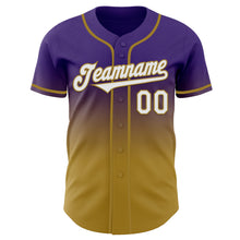 Загрузить изображение в средство просмотра галереи, Custom Purple White-Old Gold Authentic Fade Fashion Baseball Jersey