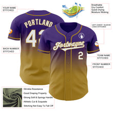Загрузить изображение в средство просмотра галереи, Custom Purple White-Old Gold Authentic Fade Fashion Baseball Jersey