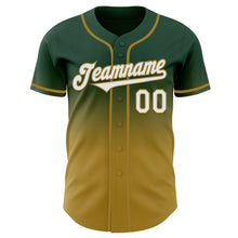 Charger l'image dans la galerie, Custom Green White-Old Gold Authentic Fade Fashion Baseball Jersey