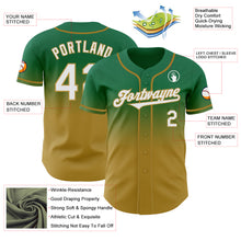 Charger l'image dans la galerie, Custom Kelly Green White-Old Gold Authentic Fade Fashion Baseball Jersey