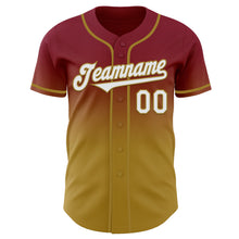 Charger l'image dans la galerie, Custom Crimson White-Old Gold Authentic Fade Fashion Baseball Jersey