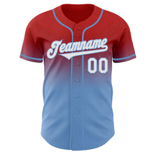 Laden Sie das Bild in den Galerie-Viewer, Custom Red White-Light Blue Authentic Fade Fashion Baseball Jersey