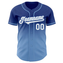 Laden Sie das Bild in den Galerie-Viewer, Custom Royal White-Light Blue Authentic Fade Fashion Baseball Jersey