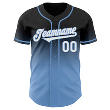 Загрузить изображение в средство просмотра галереи, Custom Black White-Light Blue Authentic Fade Fashion Baseball Jersey