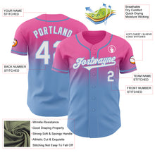 Laden Sie das Bild in den Galerie-Viewer, Custom Pink White-Light Blue Authentic Fade Fashion Baseball Jersey