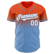 Загрузить изображение в средство просмотра галереи, Custom Orange White-Light Blue Authentic Fade Fashion Baseball Jersey