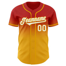 Загрузить изображение в средство просмотра галереи, Custom Red White-Gold Authentic Fade Fashion Baseball Jersey