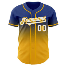 Laden Sie das Bild in den Galerie-Viewer, Custom Royal White-Gold Authentic Fade Fashion Baseball Jersey
